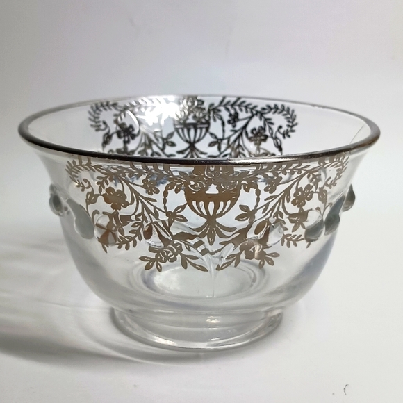 Vintage  Silver Overlay Glass Candy Dish - Picture 1 of 4